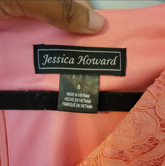 Jessica Howard Womens Petal Pink Spring Lace Floral Fit & Flare Dress. Size 8 - Picture 4 of 4